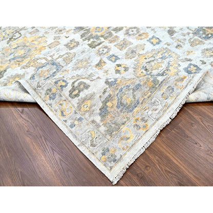 Oushak And Peshawar Wool Hand Knotted Rug Grey 12.1x14.11 -O010217