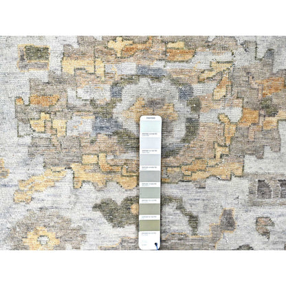 Oushak And Peshawar Wool Hand Knotted Rug Grey 12.1x14.11 -O010217