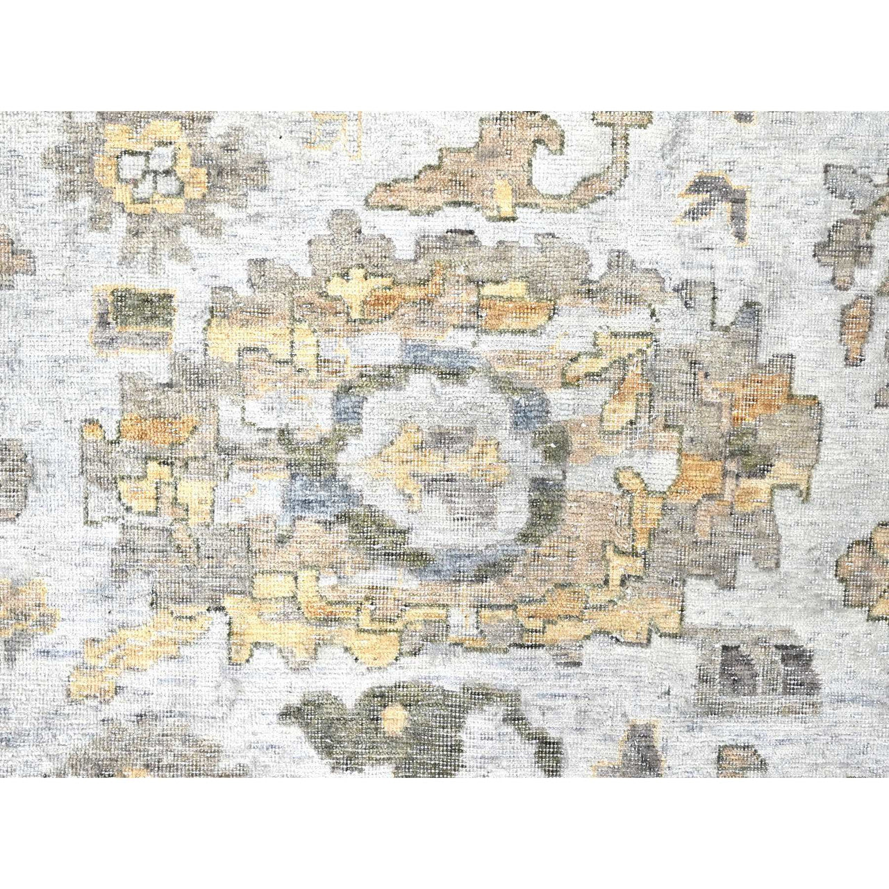 Gray 12'1" x 14'11" Oushak And Peshawar Hand knotted Wool Rug - Sku: O010217