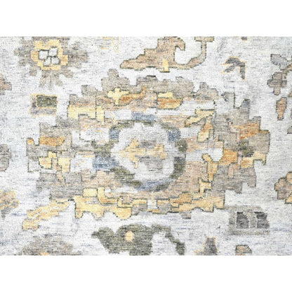 Oushak And Peshawar Wool Hand Knotted Rug Grey 12.1x14.11 -O010217