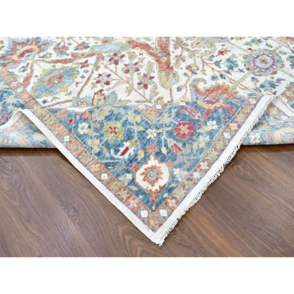 Oushak And Peshawar Wool Hand Knotted Rug Ivory 9.11x13.11 -O010221
