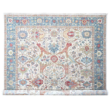 Oushak And Peshawar Wool Hand Knotted Rug Ivory 11.11x15.0 -O010222