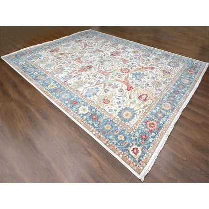 Oushak And Peshawar Wool Hand Knotted Rug Ivory 11.11x15.0 -O010222