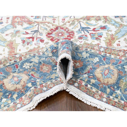 Oushak And Peshawar Wool Hand Knotted Rug Ivory 11.11x15.0 -O010222