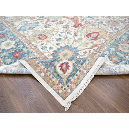 Oushak And Peshawar Wool Hand Knotted Rug Ivory 11.11x15.0 -O010222