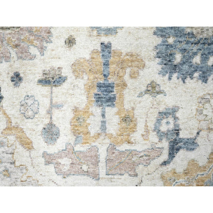 Oushak And Peshawar Wool Hand Knotted Rug Ivory 8.11x12.1 -O010224