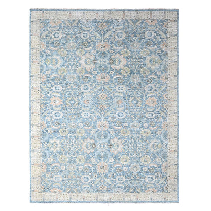 Oushak And Peshawar Wool Hand Knotted Rug Blue 9.10x13.11 -O010230