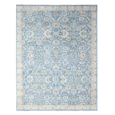 Oushak And Peshawar Wool Hand Knotted Rug Blue 9.10x13.11 -O010230