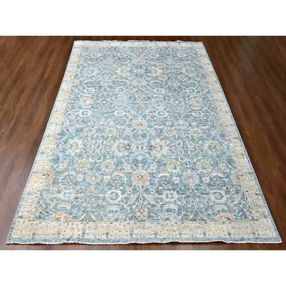 Oushak And Peshawar Wool Hand Knotted Rug Blue 9.10x13.11 -O010230