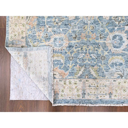 Oushak And Peshawar Wool Hand Knotted Rug Blue 9.10x13.11 -O010230