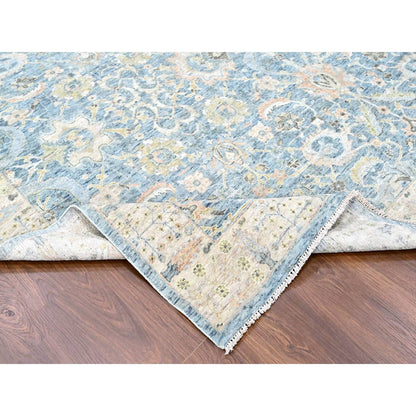 Oushak And Peshawar Wool Hand Knotted Rug Blue 9.10x13.11 -O010230