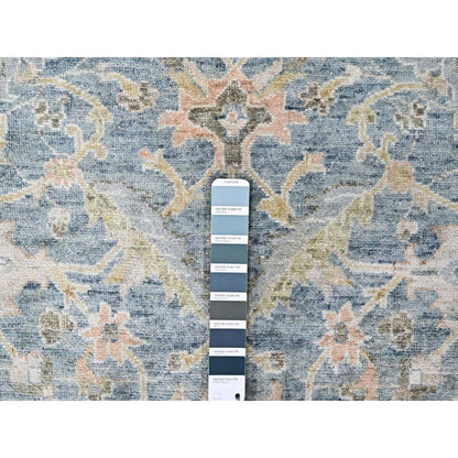 Oushak And Peshawar Wool Hand Knotted Rug Blue 9.10x13.11 -O010230