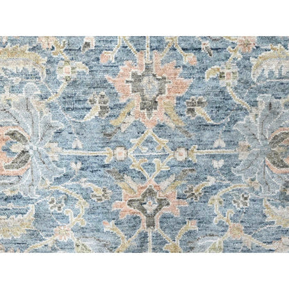 Oushak And Peshawar Wool Hand Knotted Rug Blue 9.10x13.11 -O010230
