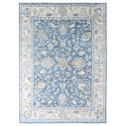 Oushak And Peshawar Wool Hand Knotted Rug Blue 8.11x12.1 -O010234