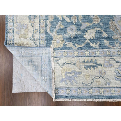 Oushak And Peshawar Wool Hand Knotted Rug Blue 8.11x12.1 -O010234