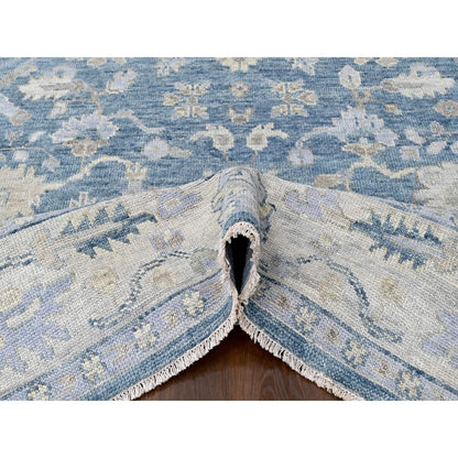 Oushak And Peshawar Wool Hand Knotted Rug Blue 8.11x12.1 -O010234
