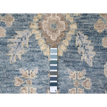 Oushak And Peshawar Wool Hand Knotted Rug Blue 8.11x12.1 -O010234