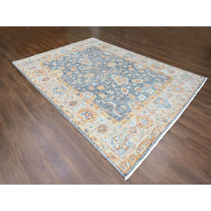 Oushak And Peshawar Wool Hand Knotted Rug Grey 8.10x11.11 -O010237