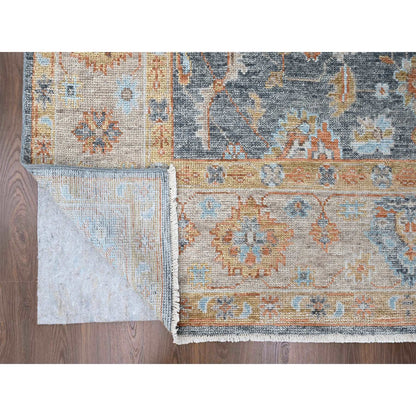 Oushak And Peshawar Wool Hand Knotted Rug Grey 8.10x11.11 -O010237