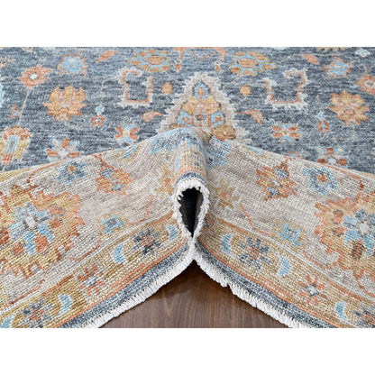 Oushak And Peshawar Wool Hand Knotted Rug Grey 8.10x11.11 -O010237
