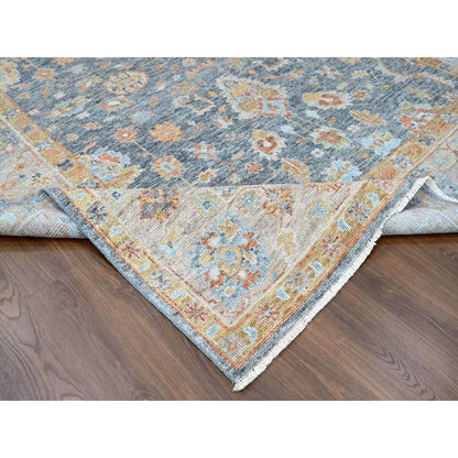 Oushak And Peshawar Wool Hand Knotted Rug Grey 8.10x11.11 -O010237