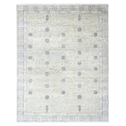 Oushak And Peshawar Wool Hand Knotted Rug Green 9.0x12.0 -O010242