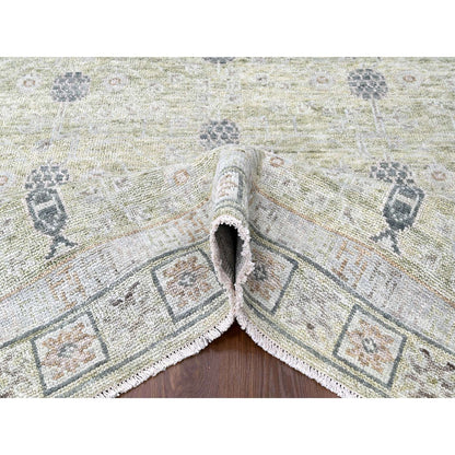 Oushak And Peshawar Wool Hand Knotted Rug Green 9.0x12.0 -O010242