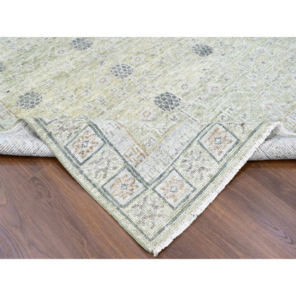 Oushak And Peshawar Wool Hand Knotted Rug Green 9.0x12.0 -O010242
