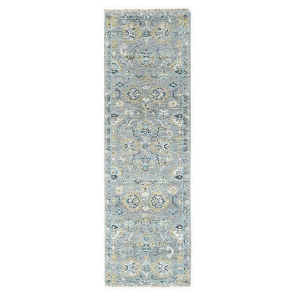 Oushak And Peshawar Wool Hand Knotted Rug Grey 2.7x8.5 -O010247