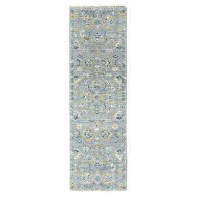 Oushak And Peshawar Wool Hand Knotted Rug Grey 2.7x8.5 -O010247