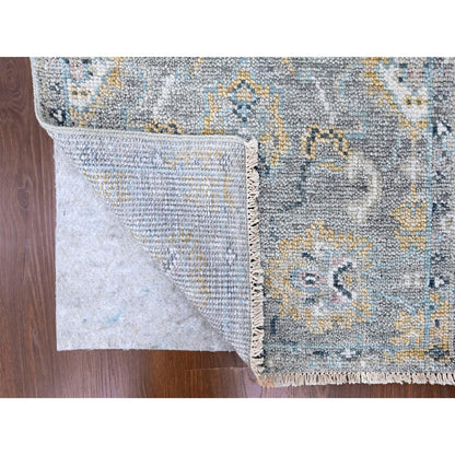 Oushak And Peshawar Wool Hand Knotted Rug Grey 2.7x8.5 -O010247