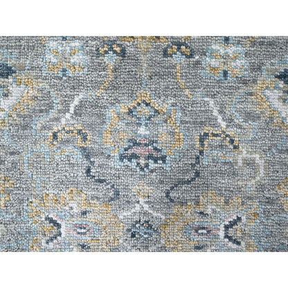 Oushak And Peshawar Wool Hand Knotted Rug Grey 2.7x8.5 -O010247