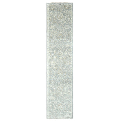 Oushak And Peshawar Wool Hand Knotted Rug Grey 2.5x11.4 -O010249