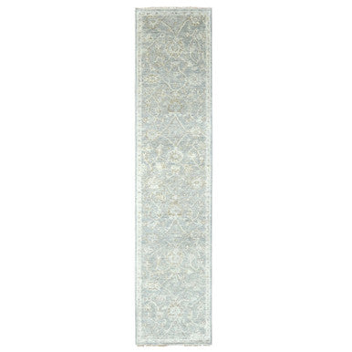 Oushak And Peshawar Wool Hand Knotted Rug Grey 2.5x11.4 -O010249