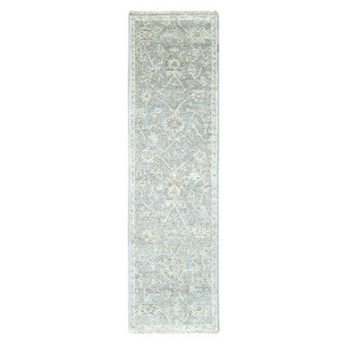 Oushak And Peshawar Wool Hand Knotted Rug Grey 2.5x8.4 -O010253