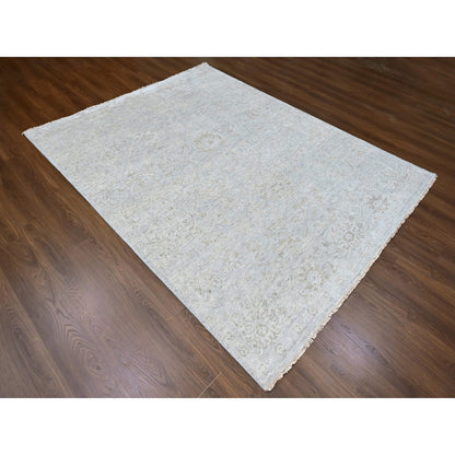 Oushak And Peshawar Wool Hand Knotted Rug Grey 7.9x9.8 -O010259