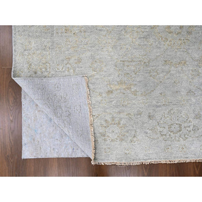 Oushak And Peshawar Wool Hand Knotted Rug Grey 7.9x9.8 -O010259