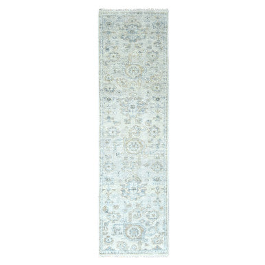 Oushak And Peshawar Wool Hand Knotted Rug Grey 2.4x8.8 -O010264