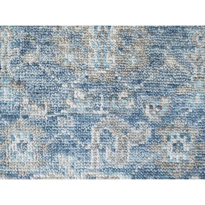Oushak And Peshawar Wool Hand Knotted Rug Blue 2.6x8.5 -O010265