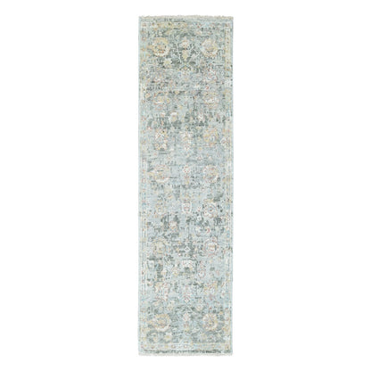 Oushak And Peshawar Wool Hand Knotted Rug Grey 2.6x8.10 -O010266