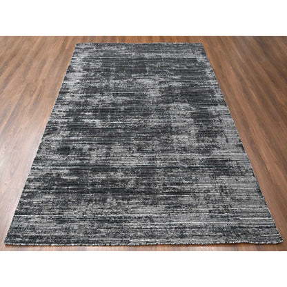Modern and Contemporary Wool & Silk Hand Loomed Rug Black 8.3x10.0 -O010268