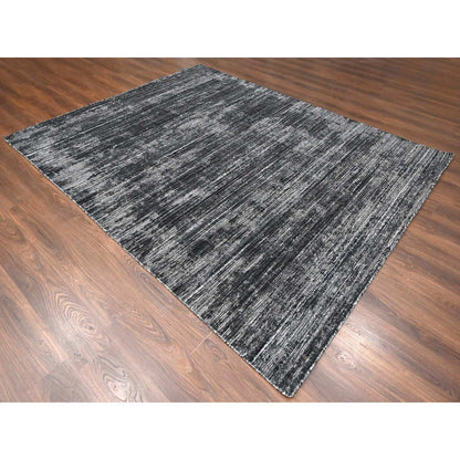 Modern and Contemporary Wool & Silk Hand Loomed Rug Black 8.3x10.0 -O010268
