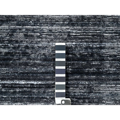 Modern and Contemporary Wool & Silk Hand Loomed Rug Black 8.3x10.0 -O010268