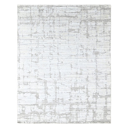 Modern and Contemporary Wool & Silk Hand Loomed Rug Ivory 7.11x10.0 -O010270
