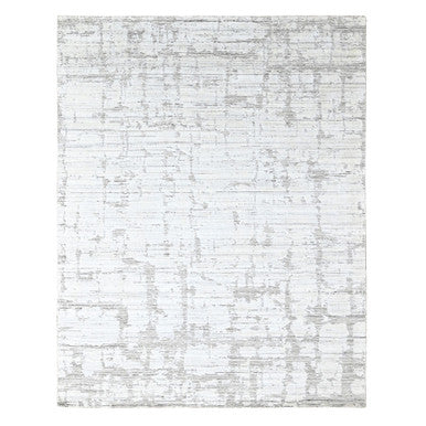 Modern and Contemporary Wool & Silk Hand Loomed Rug Ivory 7.11x10.0 -O010270