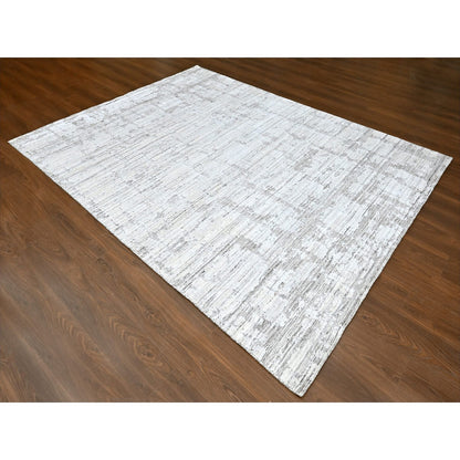 Modern and Contemporary Wool & Silk Hand Loomed Rug Ivory 7.11x10.0 -O010270