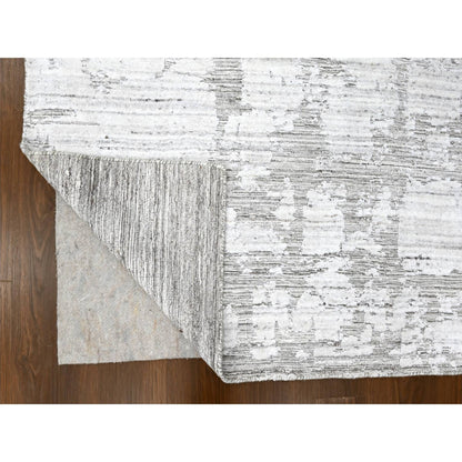 Modern and Contemporary Wool & Silk Hand Loomed Rug Ivory 7.11x10.0 -O010270