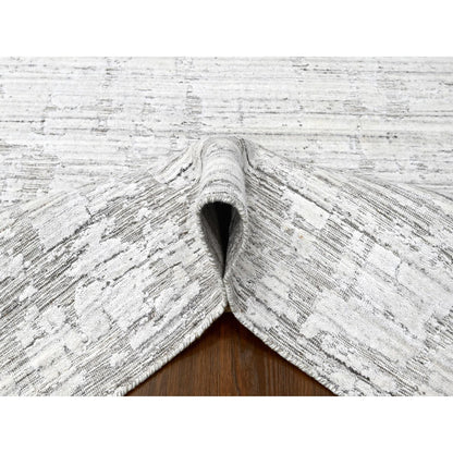 Modern and Contemporary Wool & Silk Hand Loomed Rug Ivory 7.11x10.0 -O010270