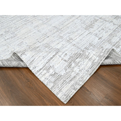 Modern and Contemporary Wool & Silk Hand Loomed Rug Ivory 7.11x10.0 -O010270