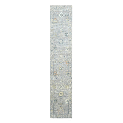 Oushak And Peshawar Wool Hand Knotted Rug Grey 2.5x13.10 -O010276